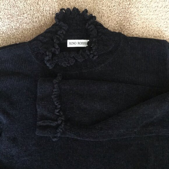 August Silk Vintage Chenille Knit Sweater Ribbed V Neck Soft Preppy Velvet Red M - Picture 7 of 11